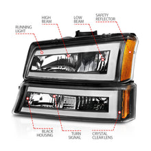 Load image into Gallery viewer, Anzo Headlights for Chevy Avalanche 1500 / 2500 (2003-2006) Crystal with Parking Signal - Black or Chrome Housing Alternate Image