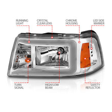 Load image into Gallery viewer, Anzo Headlights for Ford F100 Ranger (2001) Ranger (01-11) Crystal Plank Style Black or Chrome Housing Alternate Image