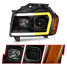 Load image into Gallery viewer, Anzo Projector Headlights for Jeep Grand Cherokee (2005-2007) with Switchback Plank Style DRL &amp; Black Housing 111543 Alternate Image