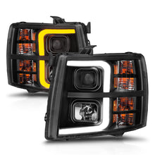 Load image into Gallery viewer, Anzo Projector Headlights for Chevy Silverado 1500 (07-13) 2500 2500 HD / 3500 3500 HD (07-14) Plank Style Sequential DRL with Black or Chrome Housing Alternate Image