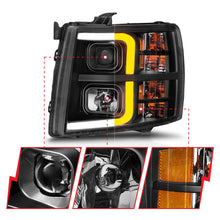 Load image into Gallery viewer, Anzo Projector Headlights for Chevy Silverado 1500 (07-13) 2500 2500 HD / 3500 3500 HD (07-14) Plank Style Sequential DRL with Black or Chrome Housing Alternate Image