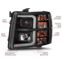Load image into Gallery viewer, Anzo Projector Headlights for Chevy Silverado 1500 (07-13) 2500 2500 HD / 3500 3500 HD (07-14) Plank Style Sequential DRL with Black or Chrome Housing Alternate Image