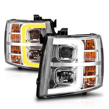 Load image into Gallery viewer, Anzo Projector Headlights for Chevy Silverado 1500 (07-13) 2500 2500 HD / 3500 3500 HD (07-14) Plank Style Sequential DRL with Black or Chrome Housing Alternate Image