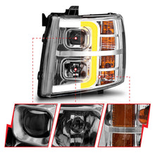Load image into Gallery viewer, Anzo Projector Headlights for Chevy Silverado 1500 (07-13) 2500 2500 HD / 3500 3500 HD (07-14) Plank Style Sequential DRL with Black or Chrome Housing Alternate Image