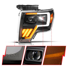 Load image into Gallery viewer, Anzo Projector Headlights for Ford F150 (2009-2014) Black Housing &amp; Clear Lens with Initiation &amp; Sequential 111629A Alternate Image