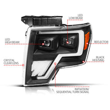 Load image into Gallery viewer, Anzo Projector Headlights for Ford F150 (2009-2014) Black Housing &amp; Clear Lens with Initiation &amp; Sequential 111629A Alternate Image