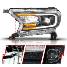 Load image into Gallery viewer, Anzo Full LED Projector Headlights for Ford Ranger (2019-2023) Black Housing &amp; Clear Lens w/ Initiation &amp; Sequential Alternate Image