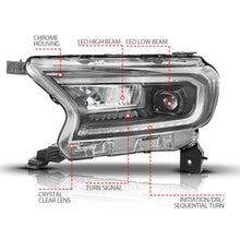 Load image into Gallery viewer, Anzo Full LED Projector Headlights for Ford Ranger (2019-2023) Black Housing &amp; Clear Lens w/ Initiation &amp; Sequential Alternate Image