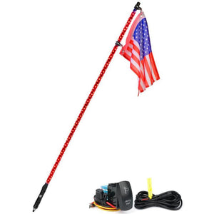 Xprite Twister Series Spiral Solid Color LED Flag Pole Whip Light - Multiple Length Options