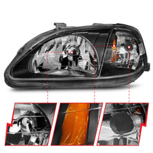 Load image into Gallery viewer, Anzo Headlights Honda Civic EK (99-00) Crystal OEM Replacement - Black / Chrome / Gun Metal - Black Alternate Image