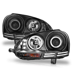 Anzo Projector Headlights VW Rabbit Golf GTI Jetta MK5 (06-09) SMD LED Halo Black