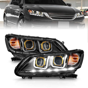 Anzo Projector Headlights Honda Accord Sedan (13-14-15) U-Bar Halo / Black 121492