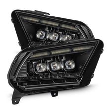 Load image into Gallery viewer, AlphaRex LED Projector Headlights for Ford Mustang S197 (2013-2014) MKII Nova Series with Sequential Signal - Alpha Black / Black Alternate Image