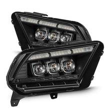 Load image into Gallery viewer, AlphaRex LED Projector Headlights for Ford Mustang S197 (2013-2014) MKII Nova Series with Sequential Signal - Alpha Black / Black Alternate Image