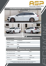 Load image into Gallery viewer, BC Racing ASP Height Adjustable Lowering Springs VW Golf R Hatchback MK8 (2020-2025) HAS Kit - Retains EDC / Electronic Dampening 131VW002N1 Alternate Image