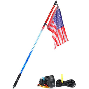 Xprite Twister Series Spiral Solid Color LED Flag Pole Whip Light - Multiple Length Options