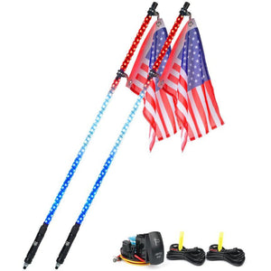 Xprite Twister Series Spiral Solid Color LED Flag Pole Whip Light - Multiple Length Options