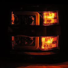 Load image into Gallery viewer, AlphaRex LED Projector Headlights for Chevy Silverado 2500HD / 3500HD (2015-2019) Luxx Series with Sequential Signal - Black / Chrome Alternate Image