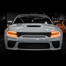 Load image into Gallery viewer, AlphaRex LED Projector Headlights for Dodge Charger (2015-2023) Nova Series with Sequential Signal - Alpha Black / Black Alternate Image