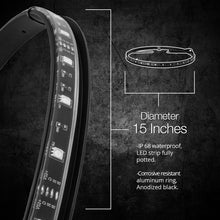 Load image into Gallery viewer, XKGlow Led Wheel Ring Lights w/ Turn Signal Function/ XKChrome Smartphone App Controlled - 15" or 15-18" Adjustable Ring - 15" Adjustable Ring Alternate Image
