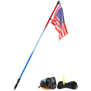 Xprite Twister Series Spiral Solid Color LED Flag Pole Whip Light - Multiple Length Options