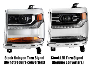 AlphaRex LED Projector Headlights Chevy Silverado 1500 (16-18) [LUXX Series - DRL Light Tube] Alpha-Black / Black / Chrome