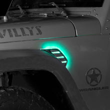 Load image into Gallery viewer, XKGlow RGB + Amber Fender Vent Jeep Wrangler JK w/ Turn Signal Running Light / XKChrome Smartphone App Alternate Image