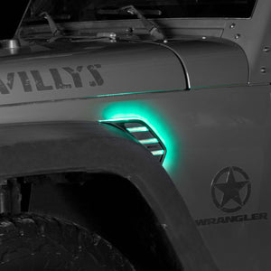 XKGlow RGB + Amber Fender Vent Jeep Wrangler JK w/ Turn Signal Running Light / XKChrome Smartphone App