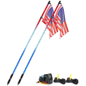 Xprite Twister Series Spiral Solid Color LED Flag Pole Whip Light - Multiple Length Options