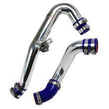 Load image into Gallery viewer, HPS Performance Intercooler Pipes Ford Mustang Ecoboost 2.3L (15-17) [Hot and Cold Side] Polished or Black Finish - Polished w/ Blue Hoses Alternate Image
