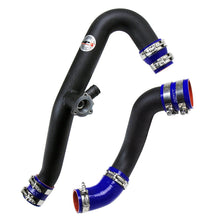 Load image into Gallery viewer, HPS Performance Intercooler Pipes Ford Mustang Ecoboost 2.3L (15-17) [Hot and Cold Side] Polished or Black Finish - Black w/ Blue Hoses Alternate Image