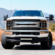 Load image into Gallery viewer, AlphaRex LED Projector Headlights for Ford F250 F350 F450 F550 Super Duty (2017-2019) MKII Luxx Series with Sequential Signal - Alpha Black / Black Alternate Image