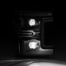Load image into Gallery viewer, AlphaRex LED Projector Headlights for Ford F250 F350 F450 F550 Super Duty (2017-2019) MKII Luxx Series with Sequential Signal - Alpha Black / Black Alternate Image