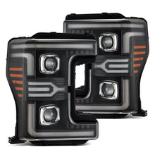 Load image into Gallery viewer, AlphaRex LED Projector Headlights for Ford F250 F350 F450 F550 Super Duty (2017-2019) MKII Luxx Series with Sequential Signal - Alpha Black / Black Alternate Image