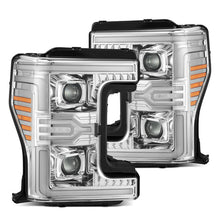Load image into Gallery viewer, AlphaRex LED Projector Headlights for Ford F250 F350 F450 F550 Super Duty (2017-2019) MKII Luxx &amp; Nova Series with Sequential Signal - Alpha Black / Black / Chrome Alternate Image