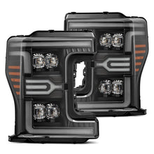 Load image into Gallery viewer, AlphaRex LED Projector Headlights for Ford F250 F350 F450 F550 Super Duty (2017-2019) MKII Luxx &amp; Nova Series with Sequential Signal - Alpha Black / Black / Chrome Alternate Image