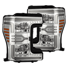 Load image into Gallery viewer, AlphaRex LED Projector Headlights for Ford F250 F350 F450 F550 Super Duty (2017-2019) MKII Luxx &amp; Nova Series with Sequential Signal - Alpha Black / Black / Chrome Alternate Image