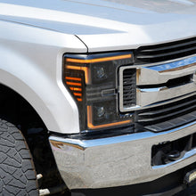 Load image into Gallery viewer, AlphaRex Projector Headlights for Ford F250 F350 F450 F550 Super Duty (2017-2019) MKII Pro Series with Sequential Signal - Alpha Black / Black Alternate Image
