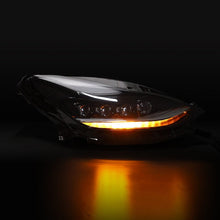 Load image into Gallery viewer, AlphaRex LED Projector Headlights for Tesla Model 3 (17-23) Model Y (20-24) Nova Series with Sequential Signal - Alpha Black / Black Alternate Image