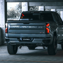 Load image into Gallery viewer, AlphaRex LED Tail Lights for Chevy Silverado 1500 (19-26) 2500HD / 3500HD (20-26) Luxx Series with Sequential Signal - Alpha Black / Black / Black Red Alternate Image