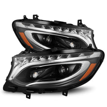 Load image into Gallery viewer, AlphaRex LED Projector Headlights for Mercedes Sprinter 1500/2500/3500 (2019-2026) Luxx &amp; Nova Series with Sequential Signal - Alpha Black / Black Alternate Image