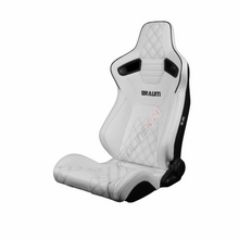 Load image into Gallery viewer, BRAUM Elite-X Racing Seats (Reclinable - White Leatherette w/ Diamond Stitching ) BRR1X-WDDBS Alternate Image