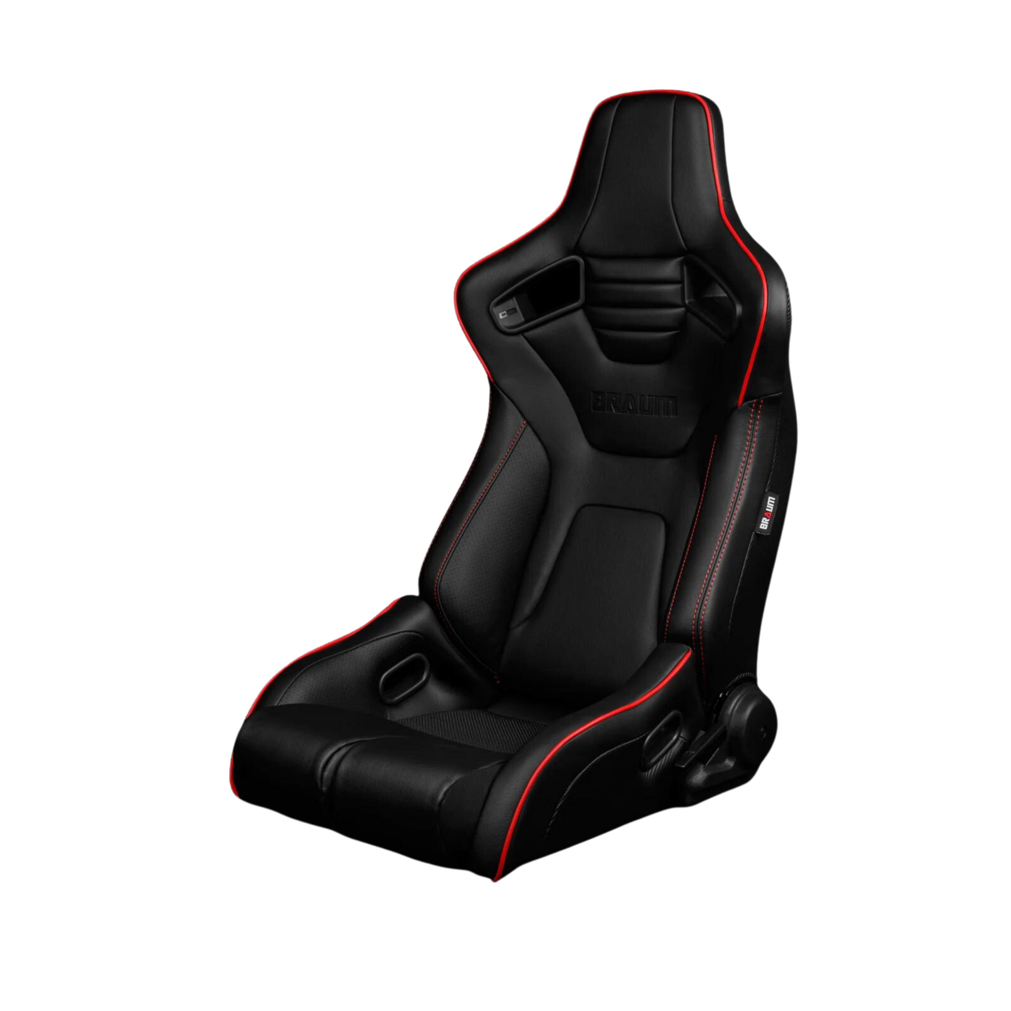BRAUM Elite-R Racing Seats (Reclinable - Black Leatherette / Red Stitc