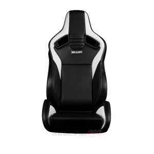 BRAUM Elite V2 Sport Seats (Reclinable - Black Leatherette) White / Red / Black Stitching