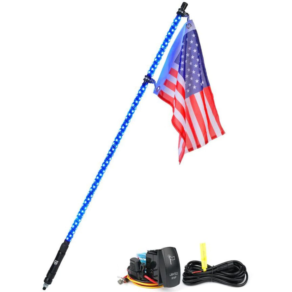 Xprite Twister Series Spiral Solid Color LED Flag Pole Whip Light - Multiple Length Options