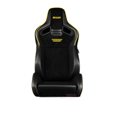 Load image into Gallery viewer, BRAUM Elite V2 Sport Seats (Reclinable - Black Suede) Yellow  or Red Stitching Alternate Image