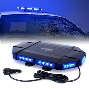 Xprite Roof Top Strobe Light Bar Mini Black Hawk 18" Professional LED Stealth Low Profile - Blue/Amber/White Amber