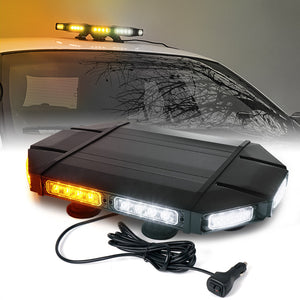 Xprite Roof Top Strobe Light Bar Mini Black Hawk 18" Professional LED Stealth Low Profile - Blue/Amber/White Amber