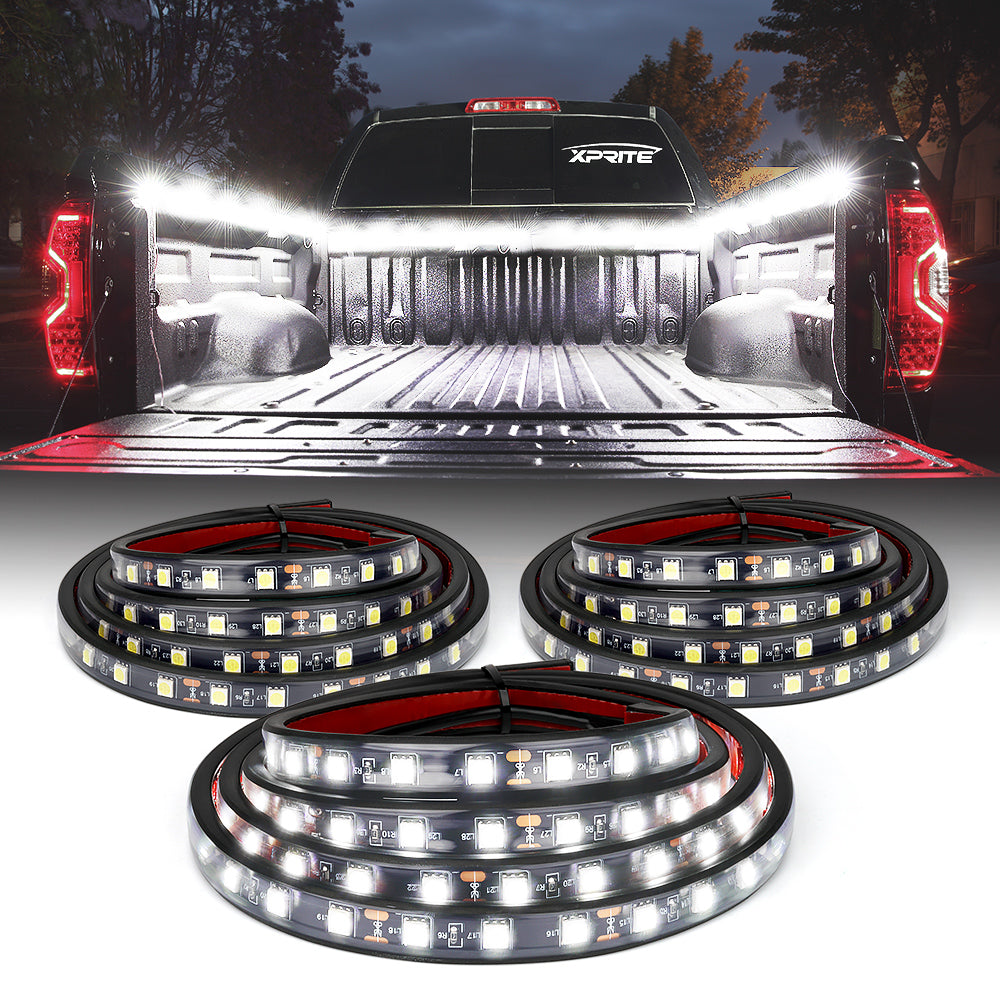 Xprite Spire 3 Series White LED Truck Bed Light Strips - 3 x 60