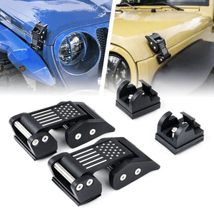 Xprite Black Aluminum Hood Latch Kit Jeep Wrangler JK (07-18) Wrangler JL (18-24) Gladiator JT (20-24)